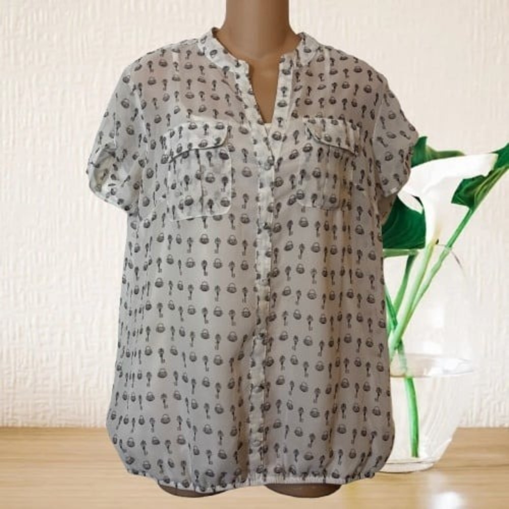 Ladies Roz & Ali Lock & Key Sheer Top‎ Sz M